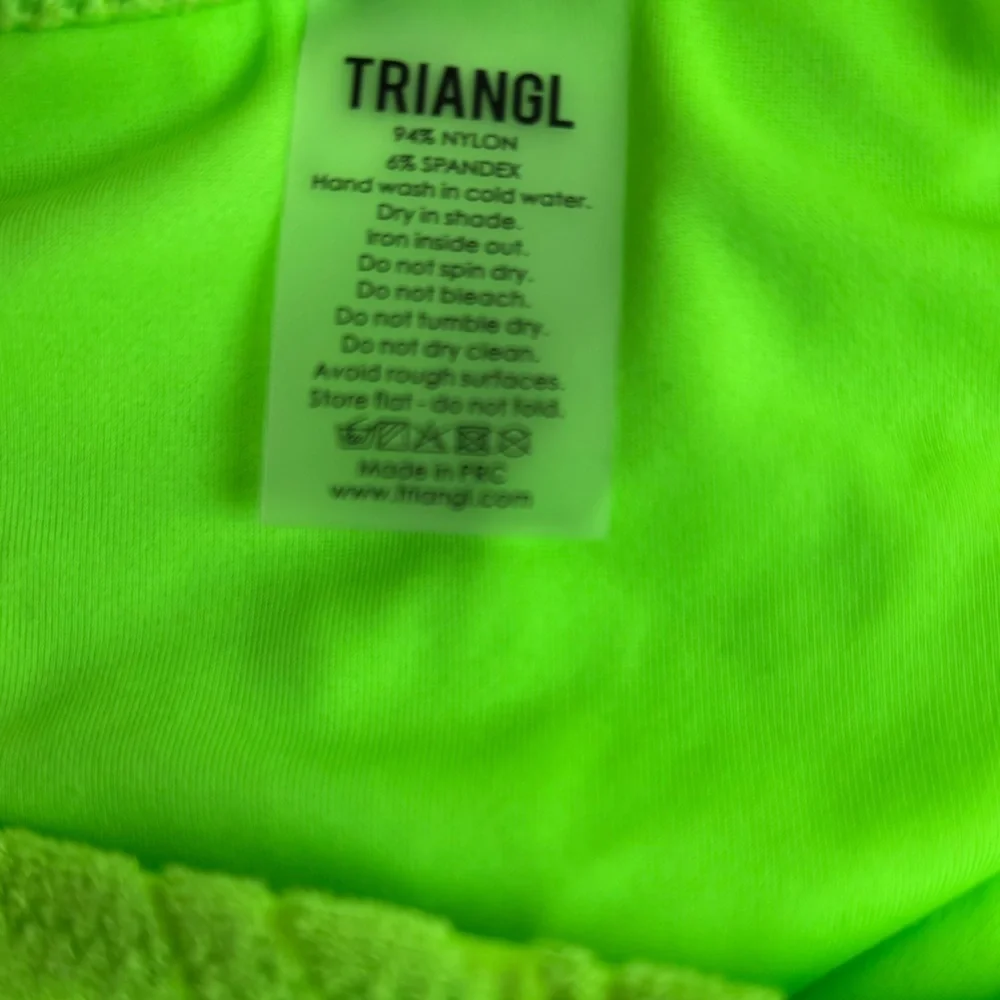 Triangl Bandeau Bikini Top Neon Green Terry Zebra Texture Size Small+